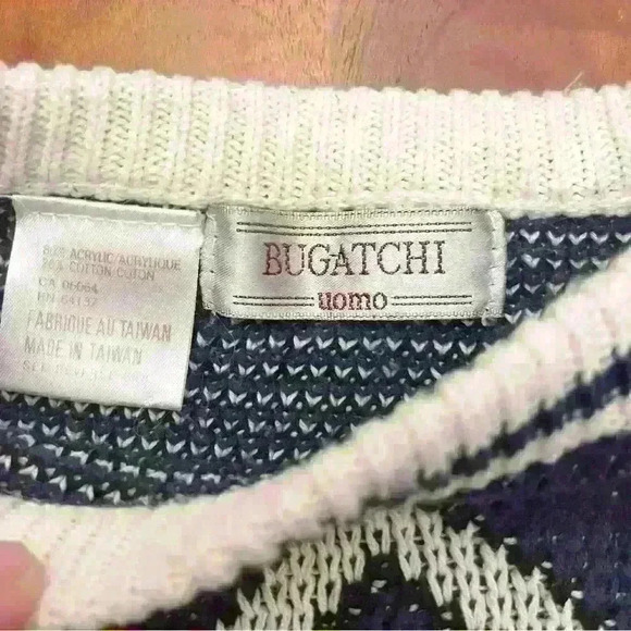 Vintage Oversized blue & white crew neck sweater/Jumper. - Picture 7 of 10